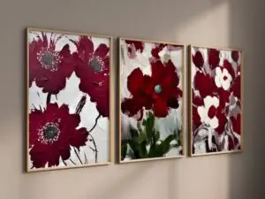 Floral Elegance in Red Frame Set